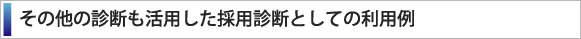 その他の診断も活用した診断採用としての利用例
